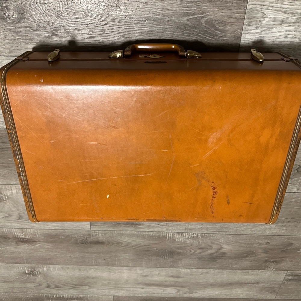 Vintage Samsonite Brown Leather Travel Luggage